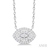 1/6 ctw Double Halo Marquise Shape Petite Round Cut Diamond Fashion Pendant With Chain in 10K White Gold